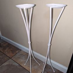 Painted Light Pink Floor Candle Holders