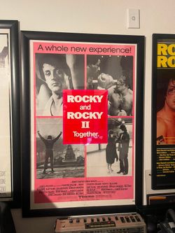 Original rare ROCKY and ROCKY II double feature movie poster.