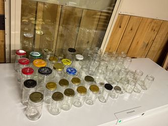 Large Lot of Mixed Glass Jars with Lids