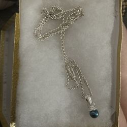Stainless steel Chain With Beautiful Blue Pearl Charm 