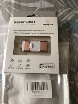 Easy Flash 3 In 1 USB Flash Drive - Pink, NEW