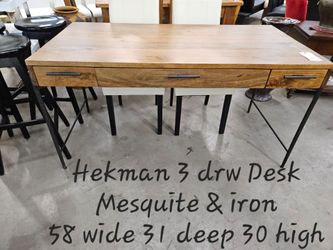 Desk Mesquite & metal We are located at 2811 East Bell road. Another Time Around Furniture.