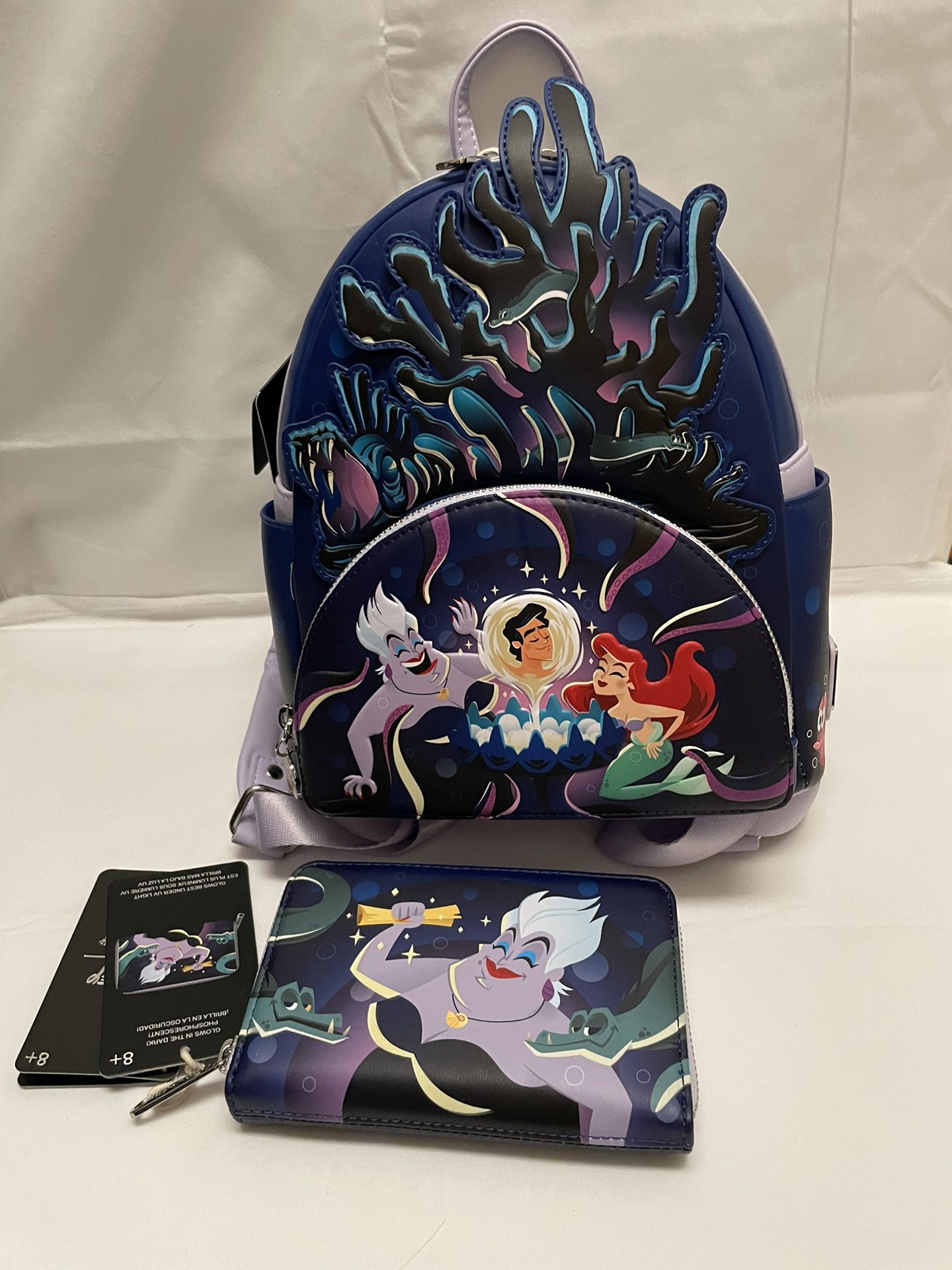Loungefly The Little Mermaid Ursula Lair Glow Mini Backpack & Wallet Set- NWT!!!