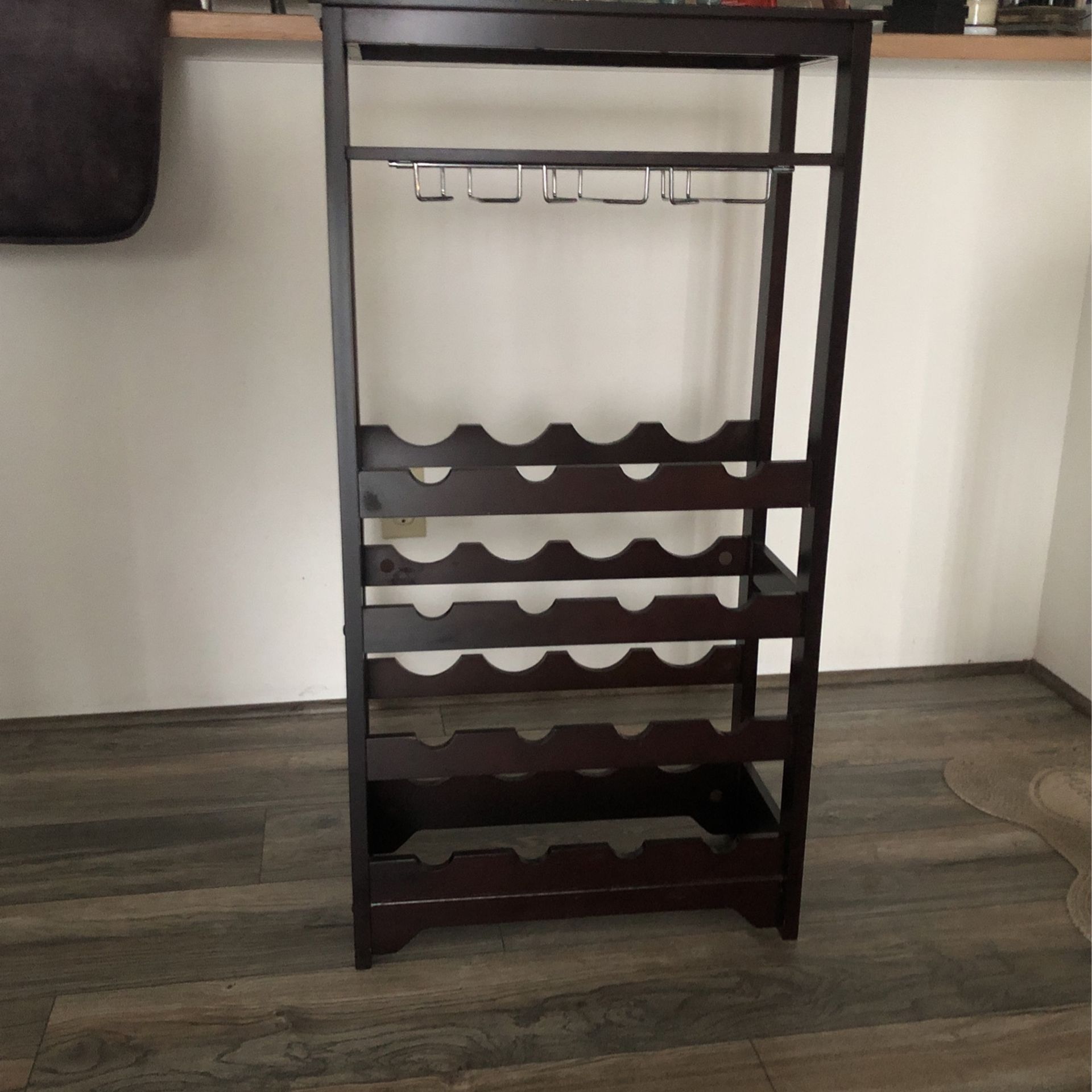 Brown Tall Rectangular Compact 16-Bottle Wine Rack