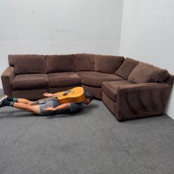 Reversible (Modular) Chocolate Brown 🟤 Velvet Sectional Couch with Diagonal Corner - Can Deliver