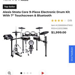 Alesis 9 Piece Electric Drum Kit So Ty 7” Touch Screen Drum Module 