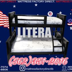 Twin Full Black Bunk Bed With Mattresses Colchones Nuevos 