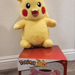 Giant Pokemon Slowpoke Ceramic Mug and Build A Bear Pickachu Plush