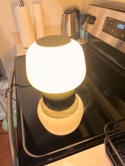 Warm Green Table Lamp with Globe Shade