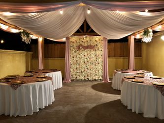Party setup/ party/ backdrop/ decorations/ artificial flowers/ drapes/ party/ decor