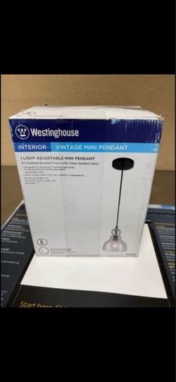 Westinghouse Vintage Mini Pendant Light – Oil Rubbed Bronze & Clear Seeded Glass (New in box)