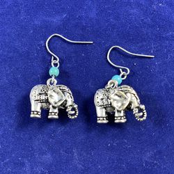 Silver Elephant Earrings 