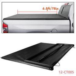 Soft 4/Quad-Fold Tonneau Cover for 2005-2011 Dodge Dakota Quad Cab 6.5FT / 5.3FT Fleetside Truck Bed