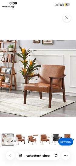 Yaheetech PU Leather Accent Chair Color Brown  - Silla de piel color café