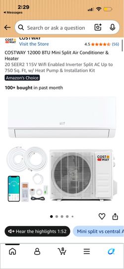 COSTWAY 12,000 BTU Mini Split AC & Heater – 115V – Open Box OBO