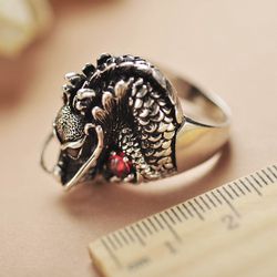 "Punk Vintage Style Dragon Head Zodiac Ring for Men/Women, BL178
 Thumbnail