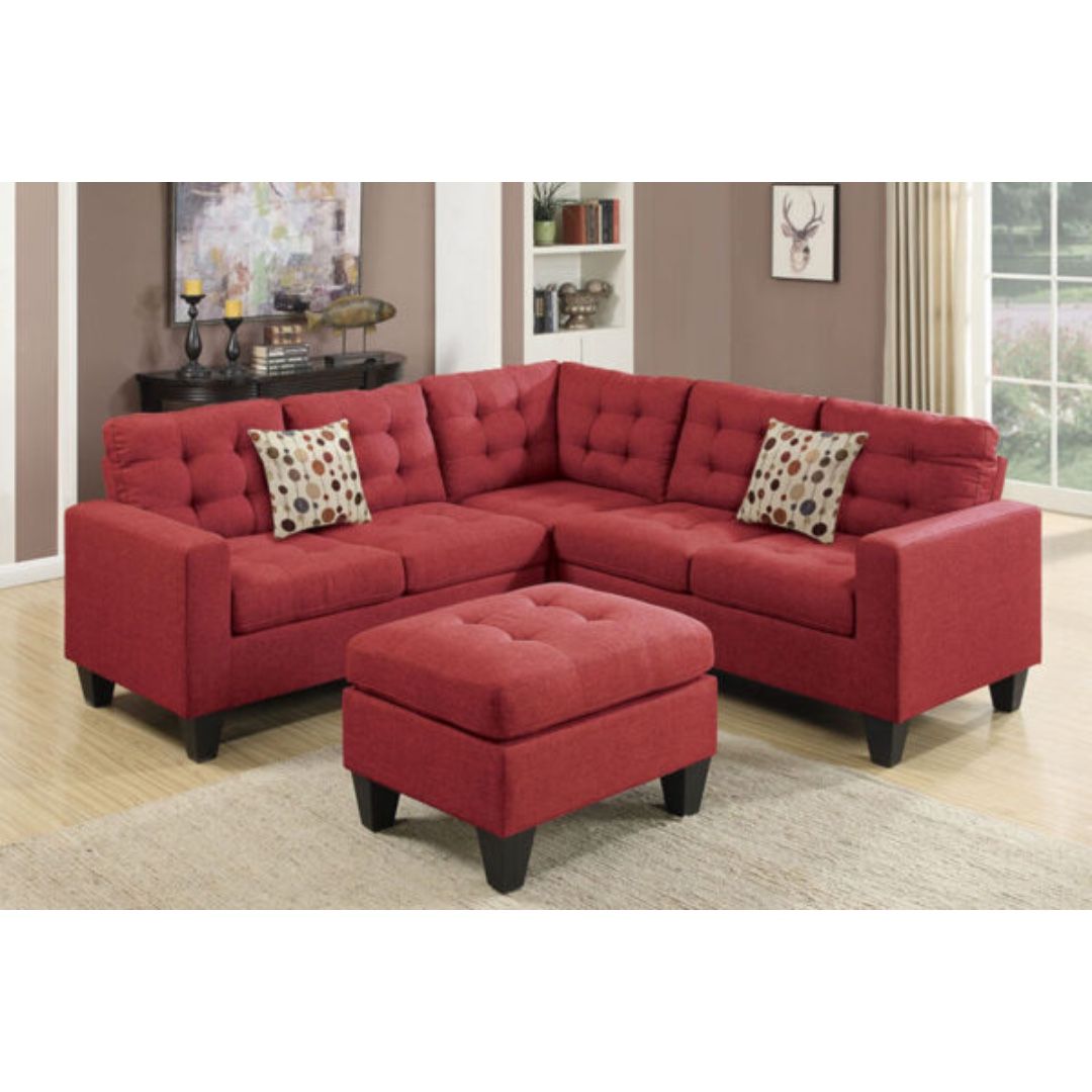Red Sectional Sofa With Ottoman 