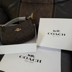 Coach Teri Shoulder Bag In Signature Canvas Gold Walnut Black