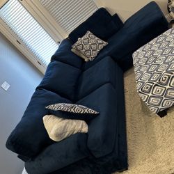 Big Sectional Sofa Couch With Ottoman Dark Blue