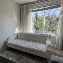 Velvet like White couch and chair with acrylic legs