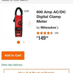 Milwaukee Digital Clamp Meter 600 Amp Ac/Dc
