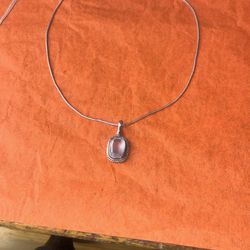 Solid Sterling Silver And a Lite Pink Color Quartz Stone Pendant