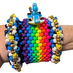 Super Mario Cart Themed Yoshi Kandi Rotating Cuff Bracelet Rave Festival (0379)