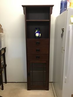 Craftsman style Narrow Cabinet 4 shelves