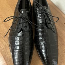 Mezlan Platinum Men's Sz 11 Black Alligator Crocodile Leather Dress Shoes