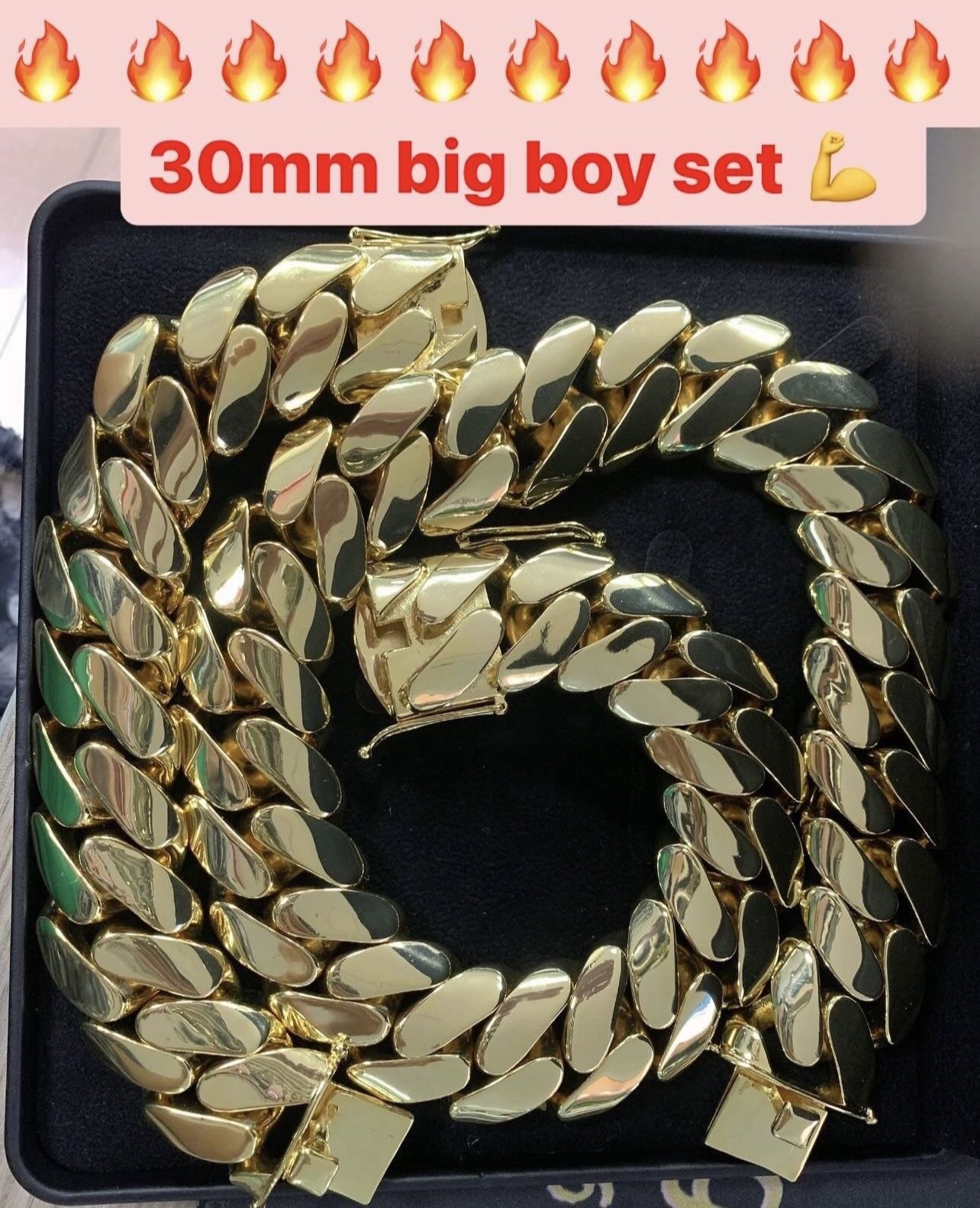 30mm rose gold or gold color chain and bracelet set