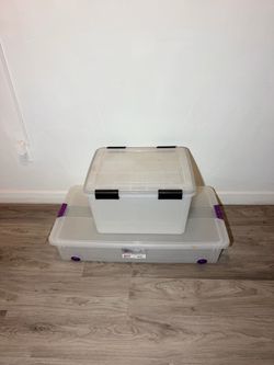 Clear Plastic Storage Bins Set of 2