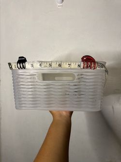 Small White Plastic Woven Storage Basket