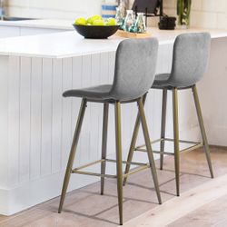 Homy Casa Scargill Counter 26 Dark Grey Gold Leg Swivel Barstool Open Box