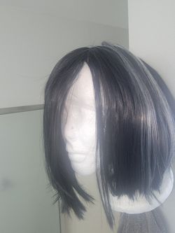 Wig - Black Bob With White Streaks