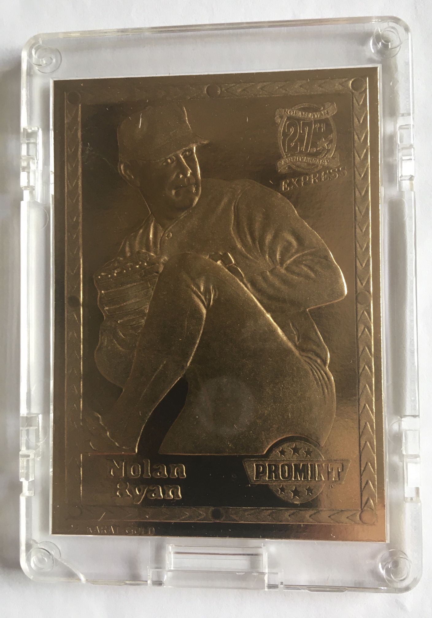 1993 ProMint COA 22 Karat Gold, Nolan Ryan Serial # 014326 Nolan Ryan The Legend Gold Baseball Card.