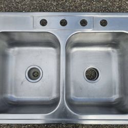 Elkay Neptune Drop-In Double Bowl 4-Hole Kitchen Sink 33”x22”