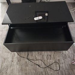 .Modern Black Lift Top Coffee Table with LED Lights /