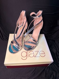 Glaze Silver Metallic Strappy Heeled Sandals