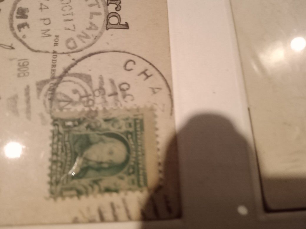 2 Valuable 120 Years Old Rare Double Cancel Portland Ma And Chazy NY 1909 & 1910