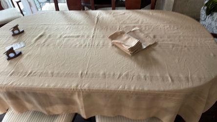 Harvest Fall Table cover  Mocha 60x 84 with 8 Napkins Cotton
