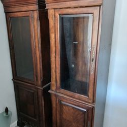  Tall Curio Wood Cabinets.