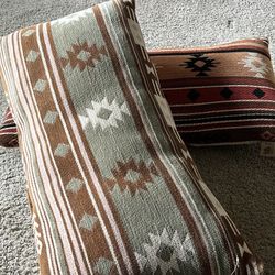 Two Southwestern Style Lumbar Throw Pillows