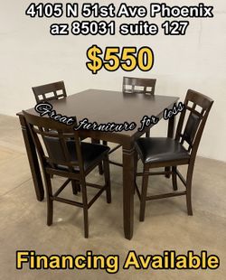 5 PCs Dining Table Set Cherry Wood Include Table With 4 Chairs Brand New