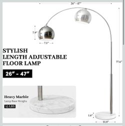 Chrome Arc Floor Lamp with Marble Base
