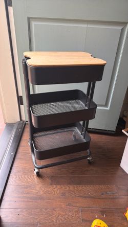 IKEA RASKOG Utility cart black with board