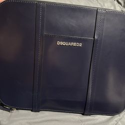 Dsquared2 Navy Leather Document And Laptop Holder
