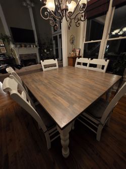 Farmhouse Dining Table with 6 Chairs