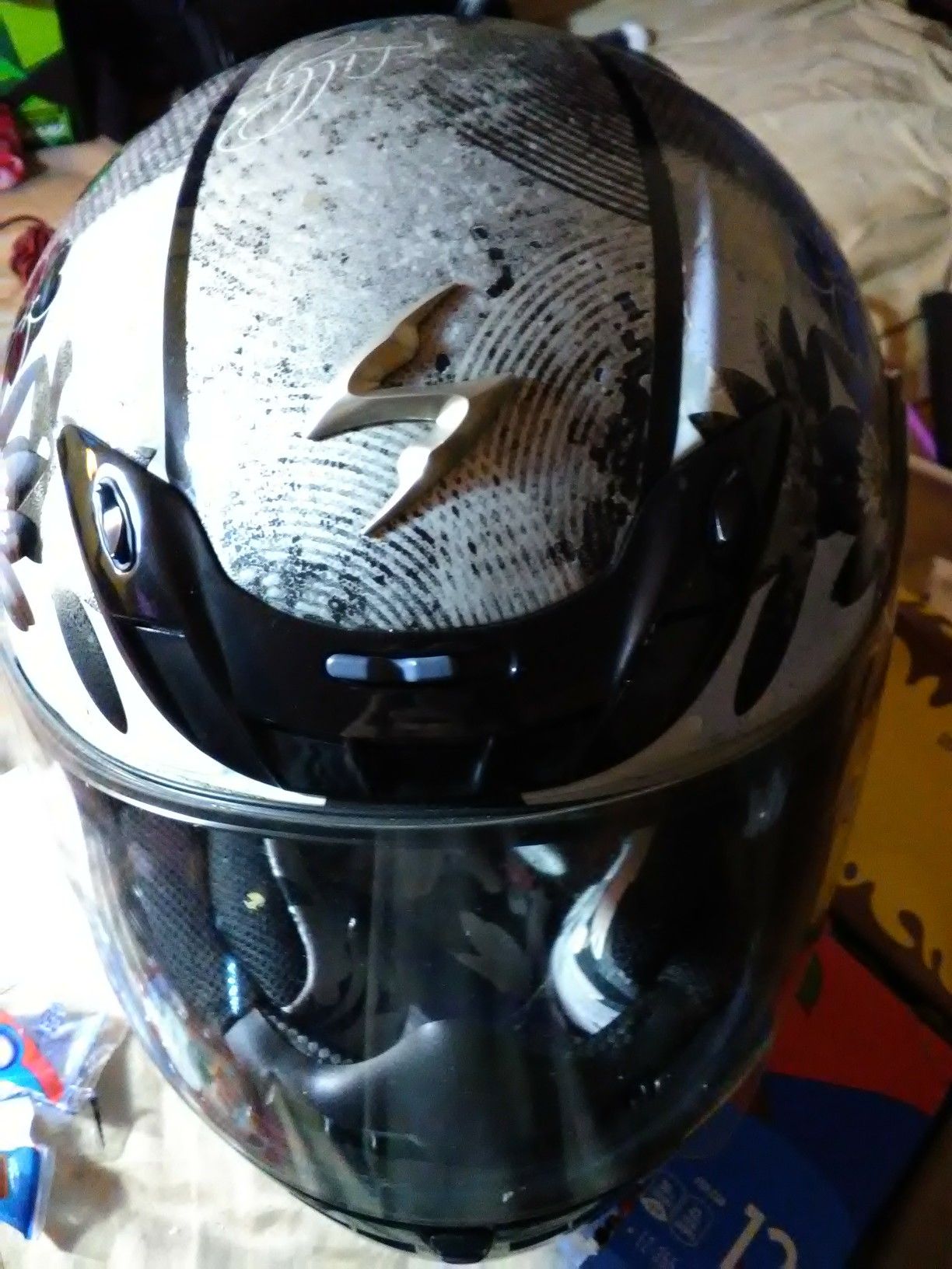 Ladies scorpion motorcycle helmet.