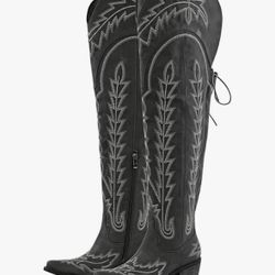 Cowgirl Boots Thigh High Wide Calf Size 8