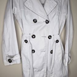 Jones New York Sport Women's Beige Short Trench Coat Size Small